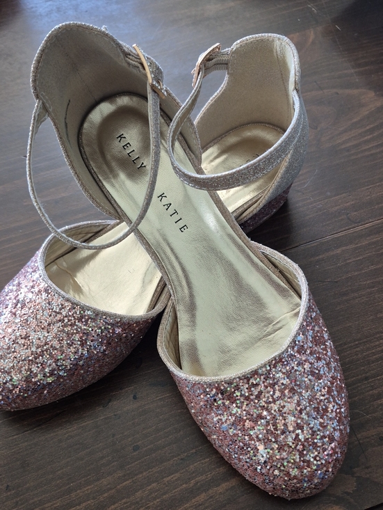 Kelly & Katie Shoes - Kelly & Katie Pink Glitter Ankle-Strap Flats